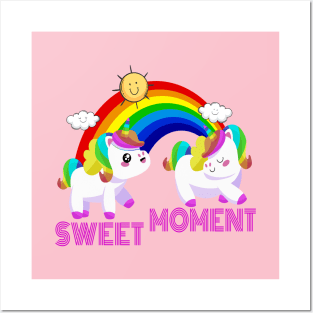 Unicorn Kawai Sweet Moment Design Posters and Art